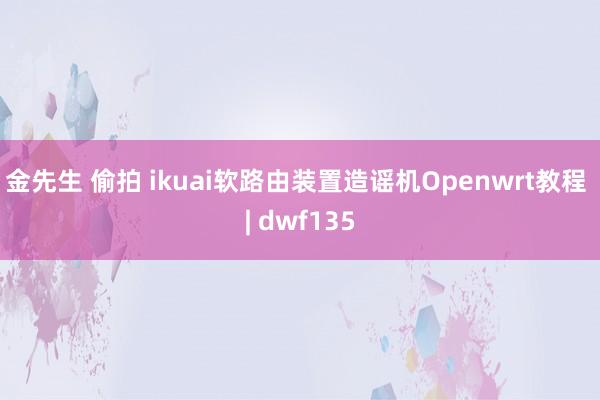 金先生 偷拍 ikuai软路由装置造谣机Openwrt教程 | dwf135