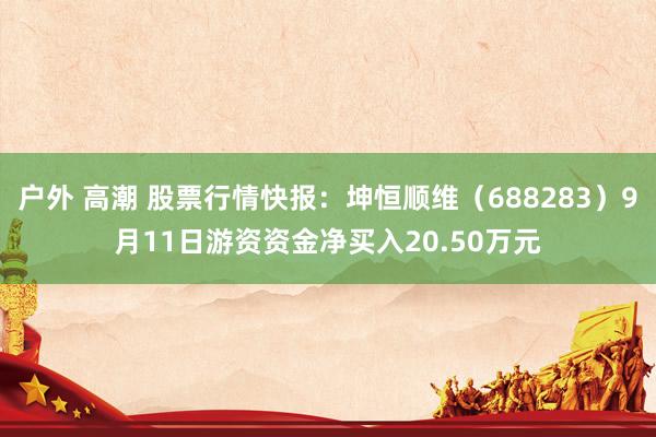 户外 高潮 股票行情快报：坤恒顺维（688283）9月11日游资资金净买入20.50万元