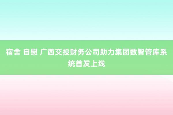 宿舍 自慰 广西交投财务公司助力集团数智管库系统首发上线