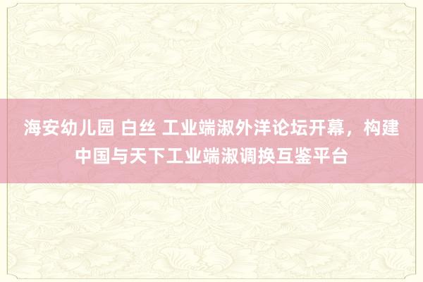 海安幼儿园 白丝 工业端淑外洋论坛开幕，构建中国与天下工业端淑调换互鉴平台