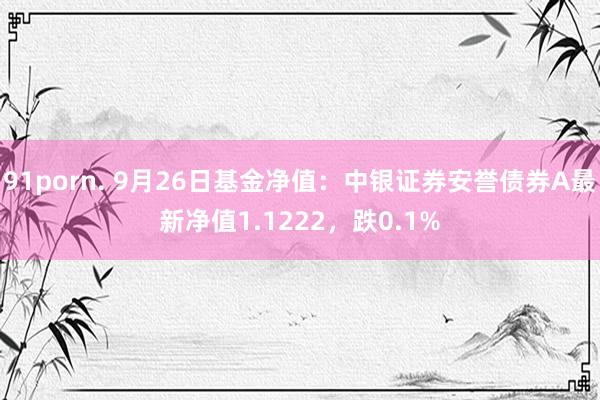 91porn. 9月26日基金净值：中银证券安誉债券A最新净值1.1222，跌0.1%