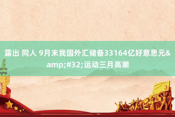 露出 同人 9月末我国外汇储备33164亿好意思元&#32;运动三月高潮