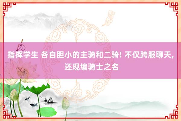 指挥学生 各自胆小的主骑和二骑! 不仅跨服聊天， 还现编骑士之名