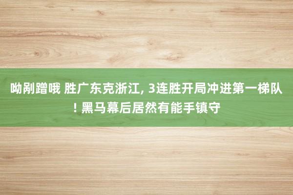 呦剐蹭哦 胜广东克浙江， 3连胜开局冲进第一梯队! 黑马幕后居然有能手镇守