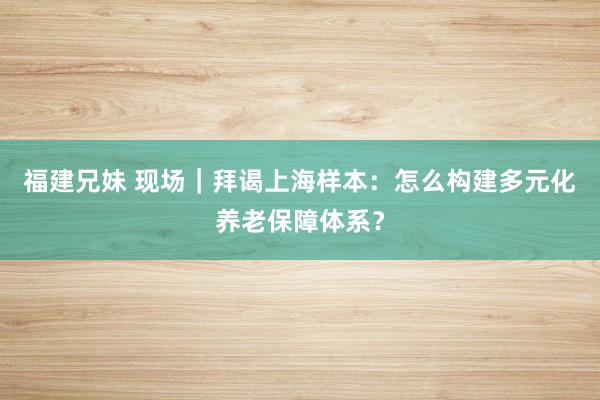 福建兄妹 现场｜拜谒上海样本：怎么构建多元化养老保障体系？