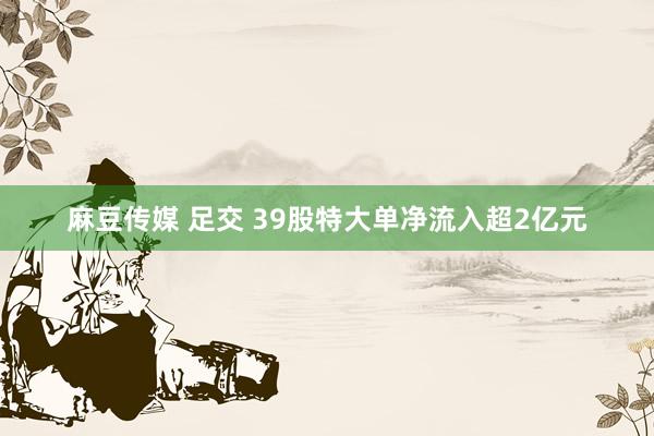 麻豆传媒 足交 39股特大单净流入超2亿元