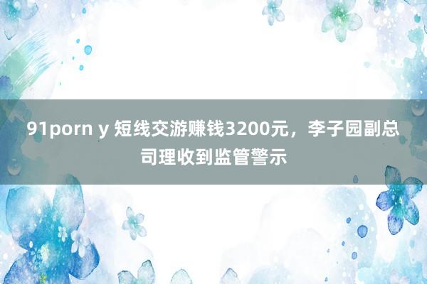 91porn y 短线交游赚钱3200元，李子园副总司理收到监管警示