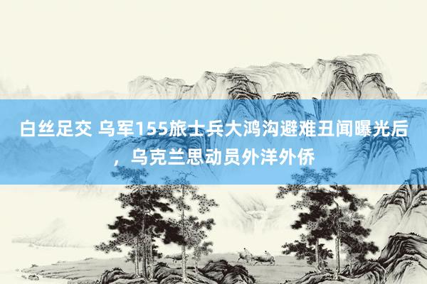 白丝足交 乌军155旅士兵大鸿沟避难丑闻曝光后，乌克兰思动员外洋外侨