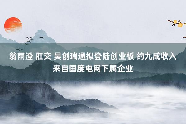 翁雨澄 肛交 昊创瑞通拟登陆创业板 约九成收入来自国度电网下属企业